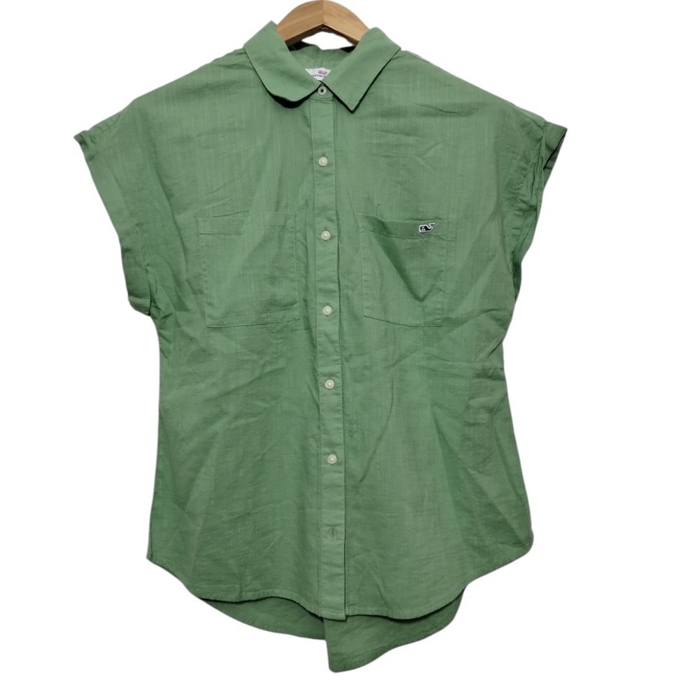 Vineyard Vines Women's S Lightweight Short Sleeve Button Down Shirt Preppy